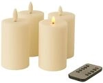 Fachhandel Plus LED Kerzen mit Timer &ndash; Stumpenkerzen aus Echtwachs mit 3D Flamme &