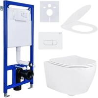 Belvit H&auml;nge-WC Komplettset, ohne Bidet, sp&uuml;lrandlos, Softclose Duroplast mit