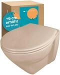Calmwaters&reg; Erh&ouml;htes Wand WC sp&uuml;lrandlos Modern Plus mit Toilettendeckel, +6 cm