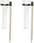 Relaxdays Regenmesser 2er Set, mit Stab, Niederschlagsmesser Garten, Skala 35mm/m&sup2;,