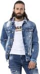 Cipo & Baxx Herren Jeansjacke CJ291 Blau &ndash; Stylische Denim Jacke im Used-Look mit