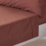 HOMESCAPES Perkal Bettlaken ohne Gummizug braun 240x275 cm, Baumwoll-Betttuch ohne