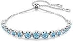 Swarovski Imber Tennis Armband, Rhodiniertes Damenarmband mit Blauen Kristallen in