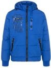 Camp David Herren Steppjacke im Materialmix mit abtrennbarer Kapuze Ocean Blue XL