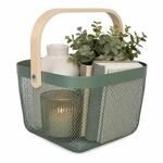 Relaxdays Aufbewahrungskorb, mit Henkel, Kleidung, Deko, Stahl & Holz,
