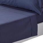 HOMESCAPES Perkal Bettlaken ohne Gummizug dunkelblau 230x255 cm, Baumwoll-Betttuch