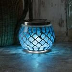 LED Solar Windlicht Mosaik Solarglas Mosaikglas Tischleuchte dekorative...
