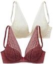 PETITE FLEUR Damen Push-up-BH mit Spitze, herausnehmbare Kissen, im Doppelpack,...