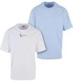 Karl Kani Herren KM242-045-2 Small Signature Essential Tee 2 Pack Light Blue/White,