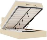 vidaXL Ottoman-Bett mit Matratze LEDs Creme 120x200 cm Stoff, Bettrahmen,...