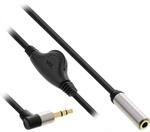 InLine 99253C Slim Audio Kabel Klinke 3,5mm ST gewinkelt / BU, mit Lautst&auml;rkeregler,