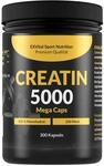Creatin 5000 Mega Caps, 5000 mg Creatin Monohydrat pro Tagesdosis, 300 vegane