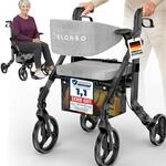 ELONEO 2 in 1 Rollstuhl Rollator faltbar und leicht mit Sitz, Outdoor Rollator