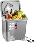 KLAMER elektrische K&uuml;hlbox 25 Liter mit K&uuml;hl- und Warmhaltefunktion, 2 Anschl&uuml;sse: