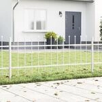 vidaXL Gartenzaun 3 pcs Wei&szlig; 5,1 x 0,6 m Pulverbeschichteter Stahl, Garten und