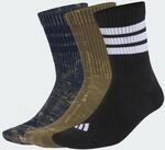 adidas Unisex 3 STRIPES CUSHIONED CREW STONE WASH 3 PAIR PACK, aurora ink/olive