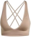 adidas Women's Workout Essentials Seamless Knit Light Support Bra, Chalky Brown, M