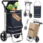 EdelFaktum Einkaufstrolley 64L gro&szlig;, Einkaufstasche mit Rollen klappbar,