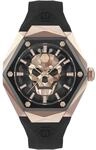 Philipp Plein Herren Uhr Analog Quarz The $Kull Spikes PWPWA0124 Silikon