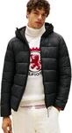 Tommy Hilfiger Herren Pufferjacke Mid Weight mit Kapuze, Schwarz (Black), XS