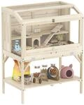 PawHut Hamsterk&auml;fig aus Holz 2 Etagen mit Ablagefach 84 x 53 x 110 cm Natur |...