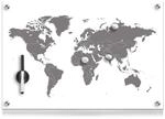 Zeller 11673 Memobord Worldmap, Glas, ca. 60 x 40 x 2 cm, 60 x 40 cm