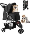 Hundewagen, Tragkraft 16 kg, faltbarer Tierbuggy, Katzenwagen mit 3 R&auml;dern,