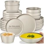 tectake&reg; 24-tlg. Geschirrset, Tafelservice 6 Personen, Steingut Geschirr Set,...