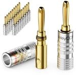 deleyCON 20 St&uuml;ck Bananenstecker als Set - Vergoldet Schraubbar f&uuml;r