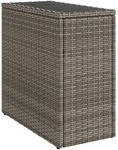 vidaXL Garten-Beistelltisch mit Glasplatte Grau 58x27,5x55 cm Rattan