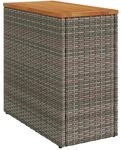 vidaXL Garten-Beistelltisch mit Holzplatte Grau 58x27,5x55 cm Rattan