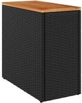 vidaXL Garten-Beistelltisch mit Holzplatte Schwarz 58x27,5x55 cm Poly Rattan