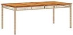 vidaXL Gartentisch Beige 180x90x75 cm Poly Rattan Akazienholz