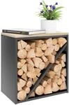 Outsunny 2-in-1 Kaminholzregal f&uuml;r innen erh&ouml;htes 58 x 36 x 60cm Schwarz 