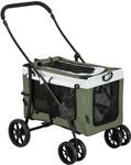 PawHut 2 in 1 Hundewagen Klappbar f&uuml;r Hunde & Katzen bis 10 kg Dunkelgr&uuml;n