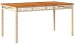 vidaXL Gartentisch Beige 140x80x75 cm Poly Rattan Akazienholz
