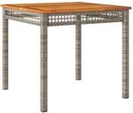 vidaXL Gartentisch Grau 80x80x75 cm Poly Rattan Akazienholz