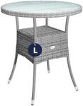 Casaria&reg; Gartentisch Polyrattan Wetterfest Rund Klein 60cm Grau Glas Tischplatte