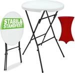 Casaria&reg; Stehtisch mit Husse Rot 72 cm Set Klappbar Bistrotisch Rund 110 cm Hoch