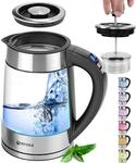 Ecosa&reg; 2in1 Wasserkocher & Teekocher Glas Edelstahl mit Temperatureinstellung &