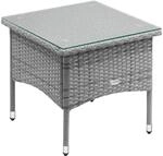 Casaria&reg; Beistelltisch Polyrattan Grau 50x50cm Wetterfest H&ouml;henverstellbar Outdoor