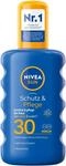 NIVEA SUN Schutz & Pflege Sonnenspray LSF 30 (200 ml), Sonnencreme Spray f&uuml;r 48h