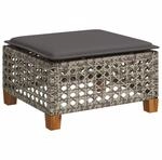 vidaXL Gartenhocker mit Kissen Grau 63,5x56x32 cm Poly Rattan