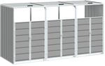 vidaXL M&uuml;lltonnenbox Grau 3 Tonnen, 216x81x115 cm, Stahl, Verkleidung