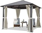 TOOLPORT Gartenpavillon 3x3 m mit Stahldach - Hardtop Pavillon in Cr&egrave;me | mit 4
