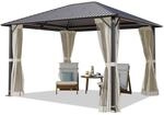 TOOLPORT Gartenpavillon 3x3,65 m mit Stahldach - Hardtop Pavillon mit 4 Seitenteilen