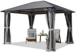 TOOLPORT Gartenpavillon 3x3,65 m mit Stahldach - Hardtop Pavillon mit 4 Seitenteilen