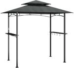 vidaXL Grillpavillon, Grill&uuml;berdachung mit Seitenregalen, BBQ Pavillon Stahlrahmen,