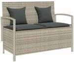 vidaXL Gartenbank mit Stauraum und Kissen Hellgrau Poly Rattan