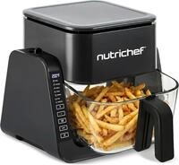 NutriChef Hei&szlig;luftfritteuse 4L mit Grillfunktion 1500W Schwarz &ndash; Airfryer ohne &Ouml;l